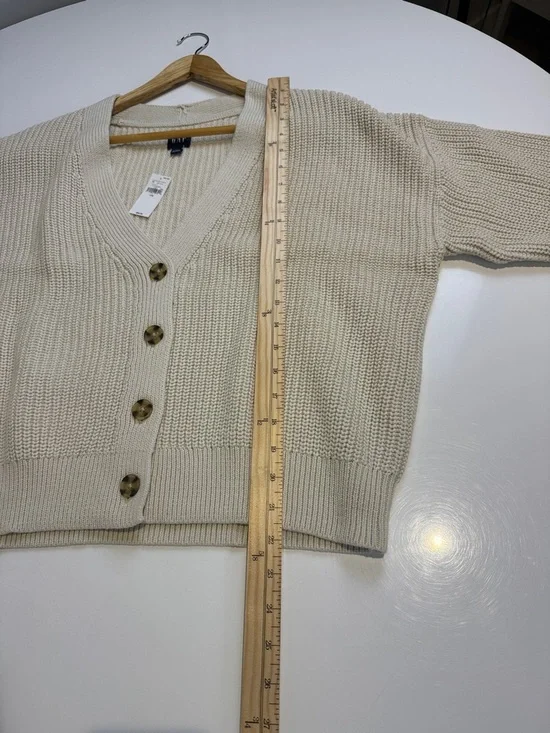 GAP Cream Ribbed Cardigan NWT - Picture 5 of 6